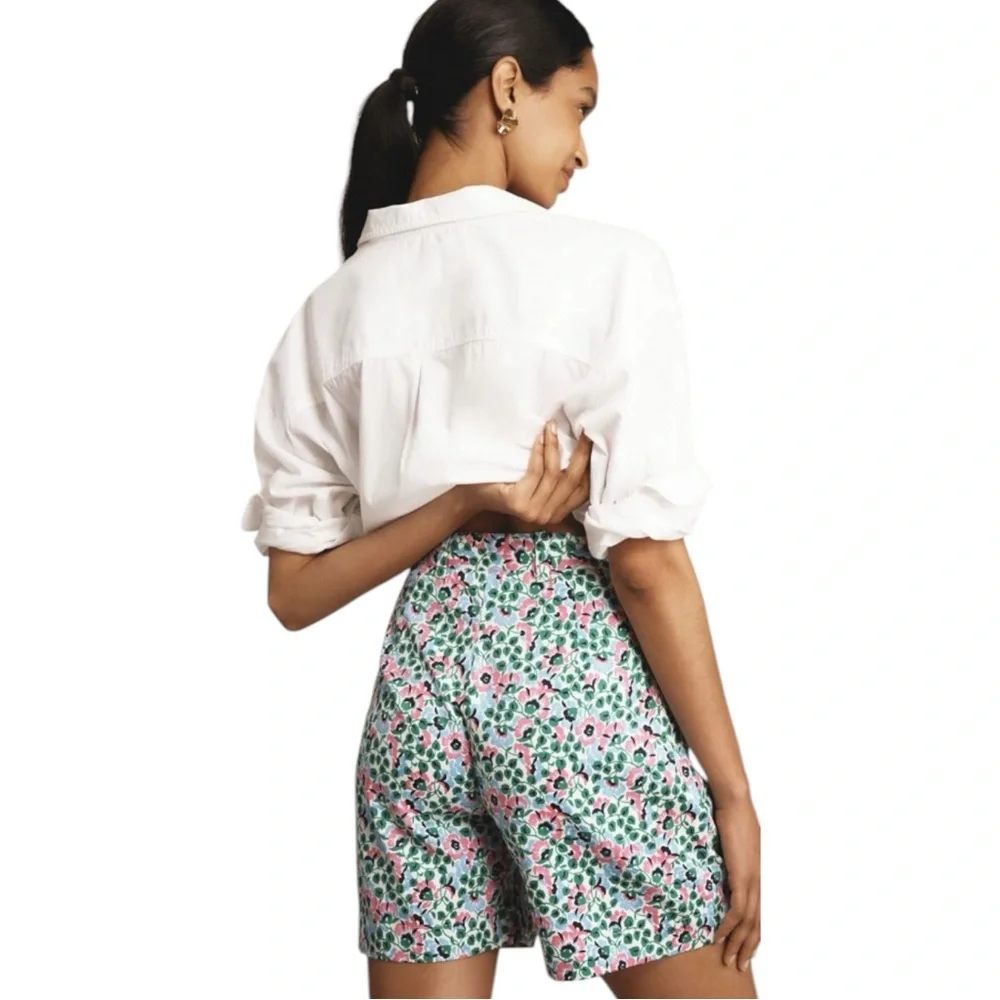 Banjanan Anthropologie Floral Block Print Shorts Boho Resort Cotton Medium‎